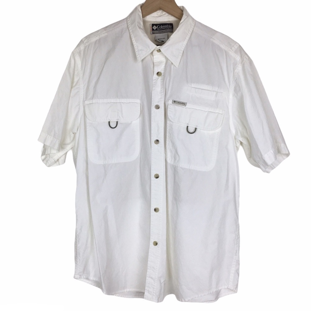 COLUMBIA Shirt Men Short Sleeve Button Up XCO Fishing Outdoor Vented Size Large